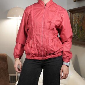Vintage 1980s sporty red bomber windbreaker jacket, women's size 9/10